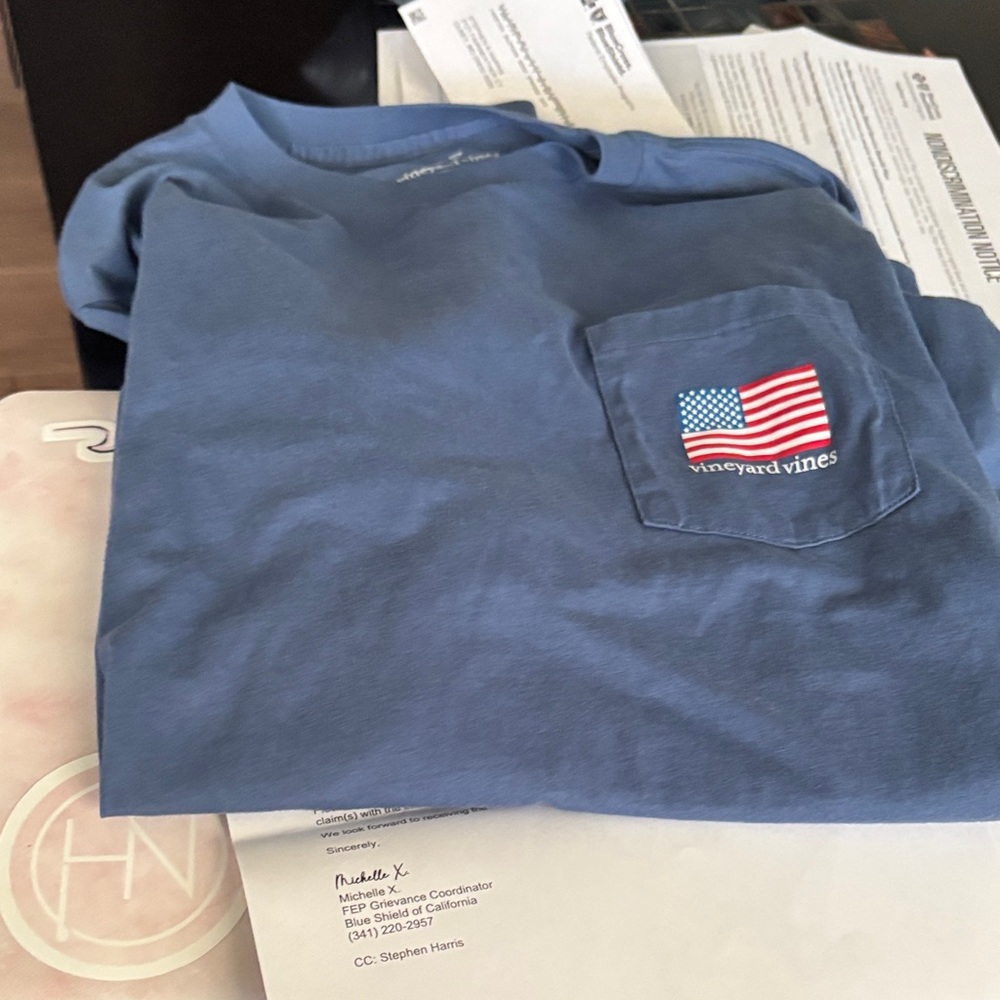Vineyard Vines Men's Flag Pocket Tee in Blue
